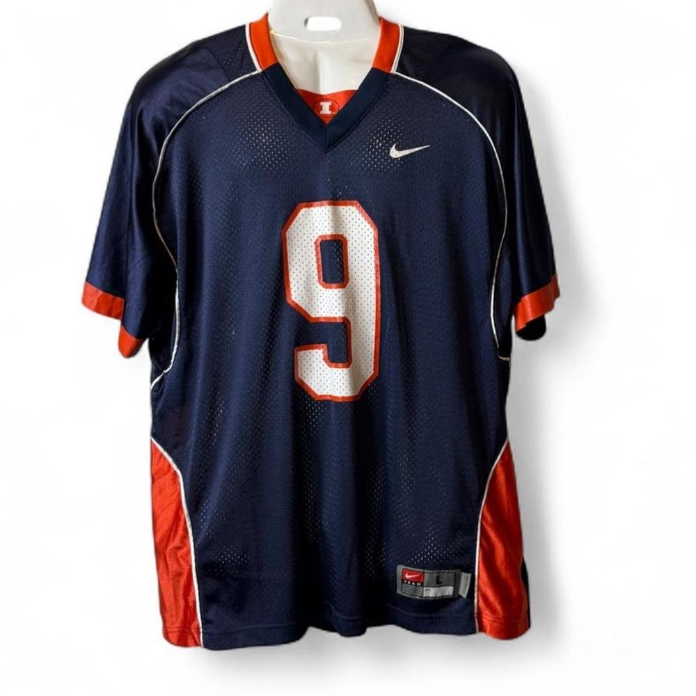 Vintage Y2K Nike Illinois Fighting Illini #9 Football Jersey, Unisex Size L